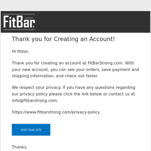 FitBar Account Created