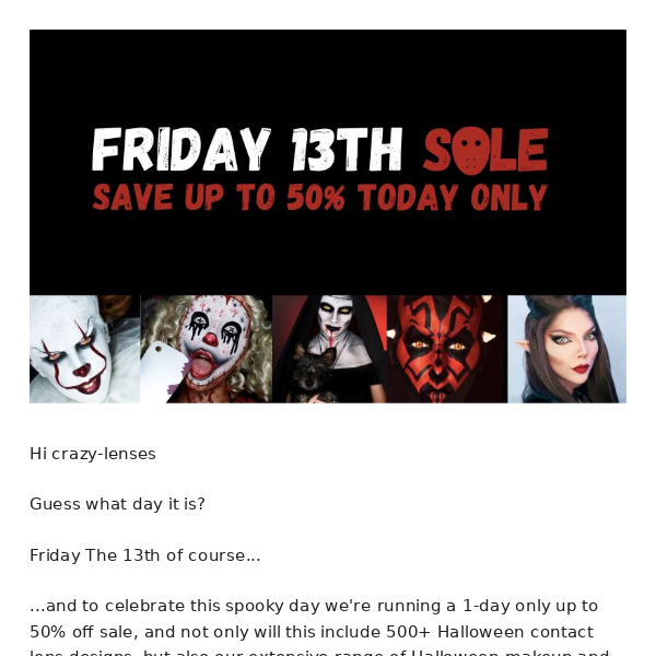 RE: Biggest Ever Friday 13th Halloween Sale