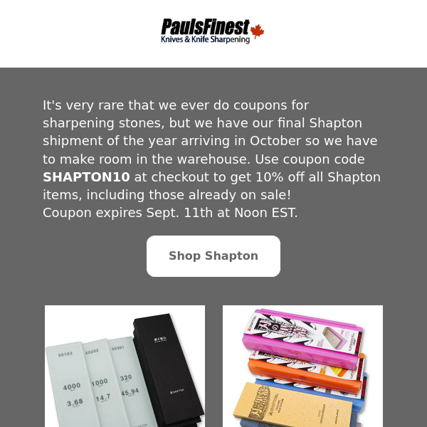 Shapton Professional Kuromaku 1000 Grit Sharpening Stone, PaulsFinest.com