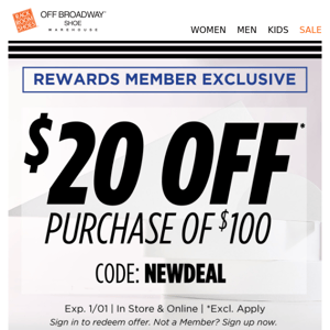 $20 OFF just for Rewards Members!