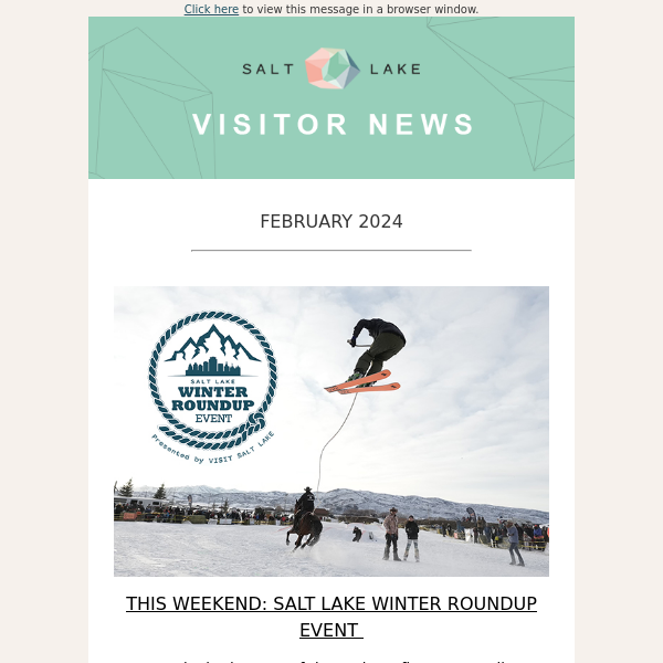 This Weekend: Salt Lake Winter Roundup