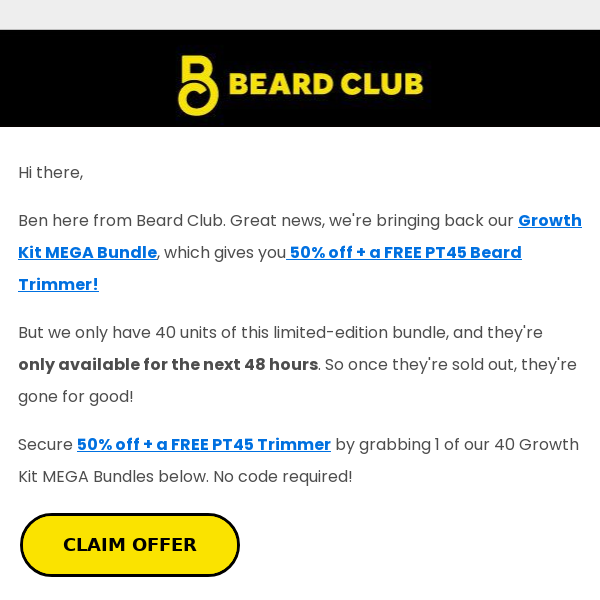 50% off + a FREE trimmer