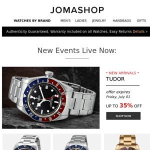 Just Released! Tudor • Montblanc • Fashion Watches • Mystery Fragrance Sale 