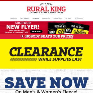 Clearance Sale Continues! 60% Off Men's & Women's Fleece Sweatshirts + 50% Off Toys + 50% Off Hunting Apparel & Footwear!