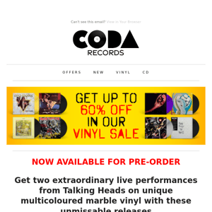 🔥 Talking Heads on multicoloured marble vinyl