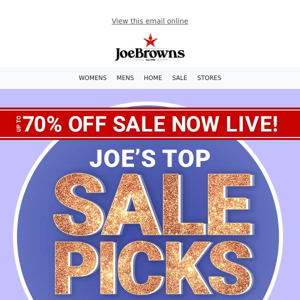 🤩 Joe's Top Sale Picks | Now Up To 70% Off! 🤩