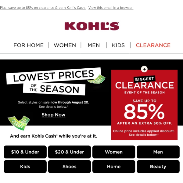 🔥Kohl's Clearance Event is back! Up to 85% off with EXTRA 50% Off