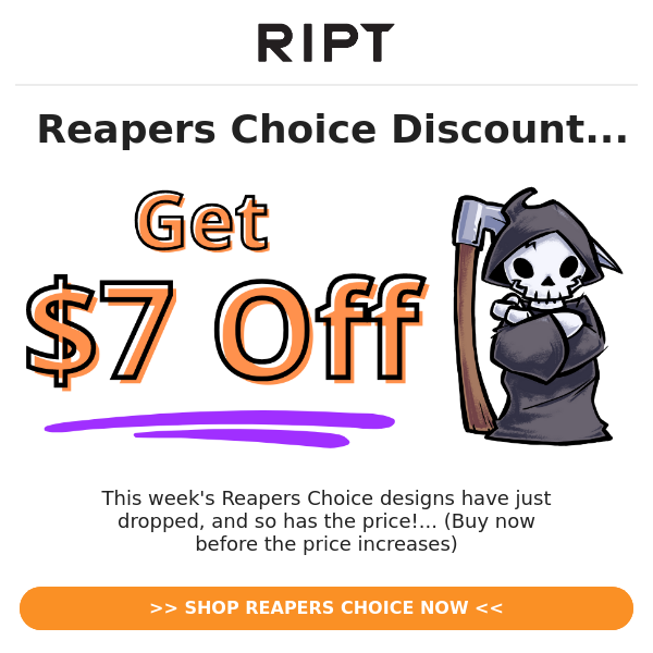 [Get $7 OFF] The REAPER ⚰️ just picked 12 new designs for you!
