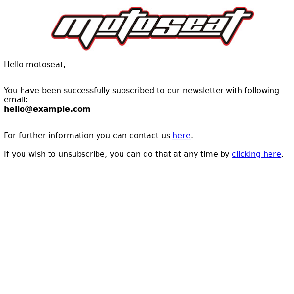 MotoSeat.com: Newsletter subscription