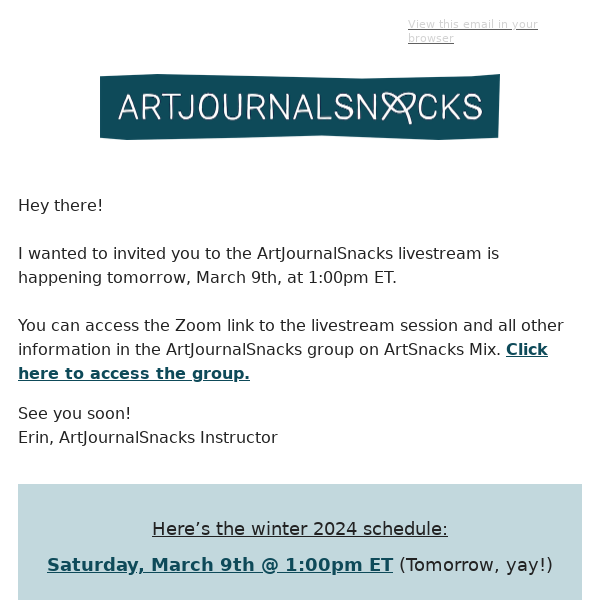 Join Us Tomorrow: ArtJournalSnacks Livestream