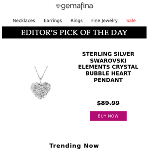 Editor's Pick: Sterling Silver Swarovski Elements Crystal Bubble Heart Pendant