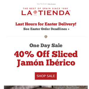 One Day Sale! 40% Off Sliced Iberico Ham, All Natural and Pasture-Raised