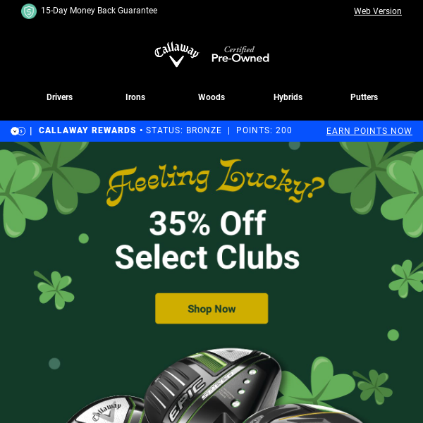 ☘️ LUCKY YOU! Shop 35% Off Select Clubs