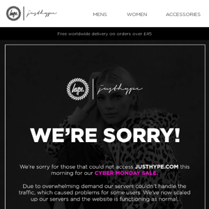 Cyber Monday : We are Sorry! ❌ ❌