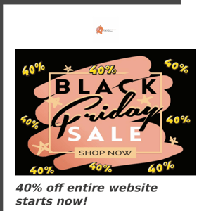 BLACK FRIDAY IS HERE- Start stocking up NOW with 40% off entire web!!