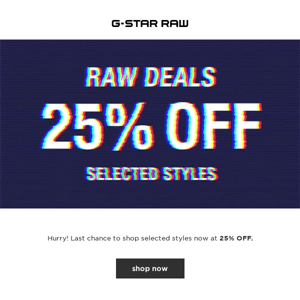 Last Day for 25% Off Raw Deals