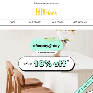 LAST CHANCE ⏰ Don't Miss Our Afterpay Day Deals!