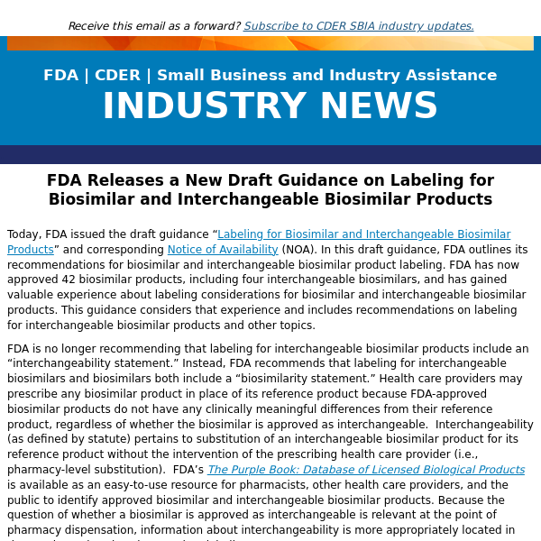 FDA Releases a New Draft Guidance on Labeling for Biosimilar and Interchangeable Biosimilar Products