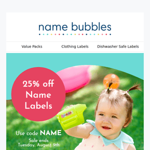 🎉 Save 25% on Name Labels!
