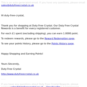 Welcome to  Duty Free Crystal Rewards!