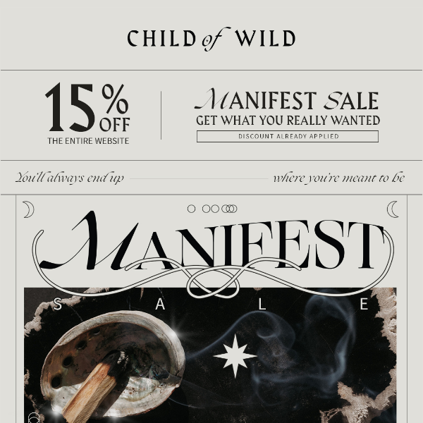 .:. MANIFEST SALE .:. 15% off Everything. New Year, New Vibe