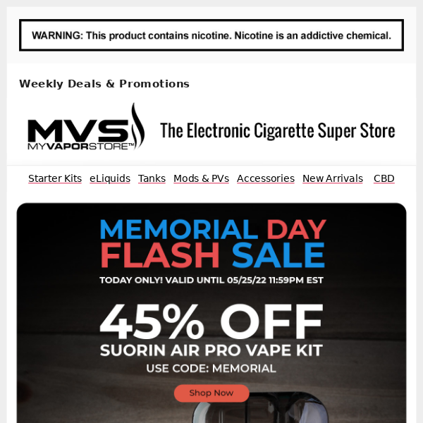⚡Memorial Day Flash Sale! Save 45% Off Suorin Air Pro Vape Kit! - My Vapor  Store