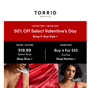 EXTRA hot V-Day lingerie | 50% off select styles