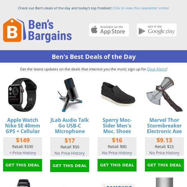 Ben's Best Deals: $5 Amazon Credit w/ $50 Gift Card - $149 Nike Apple Watch SE - $16 Sperry Shoes - $100 Samsung 980 Pro (2TB)