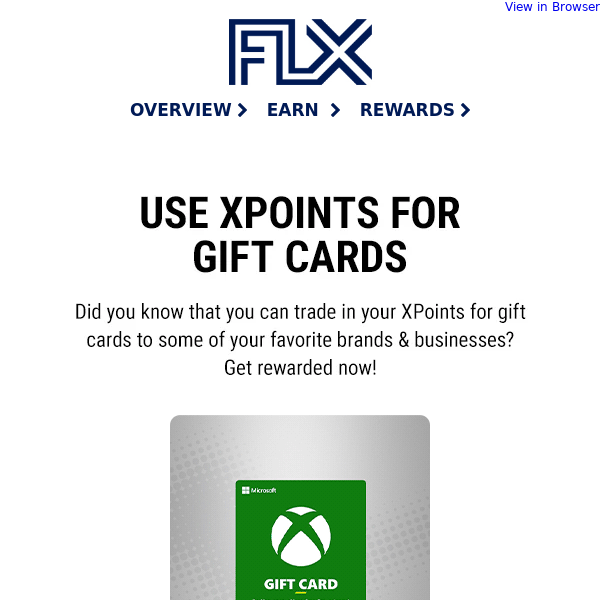 Redeem XPoints for gift cards!