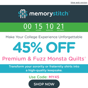 Last Call for 45% Off select T-shirt Quilts 📣