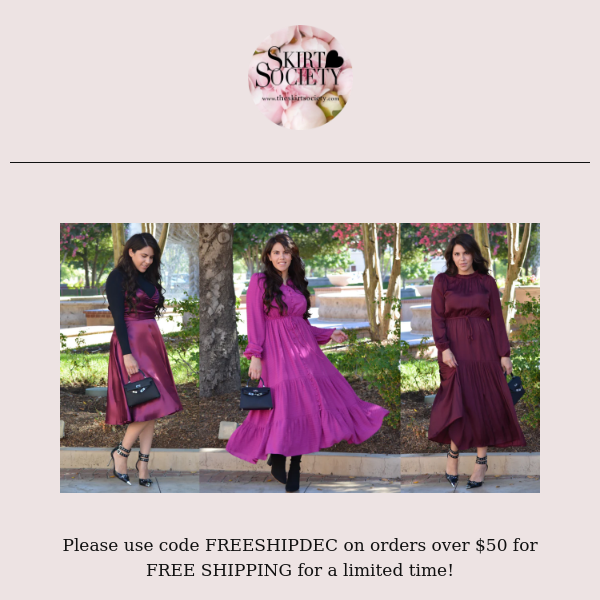 Skirt Society FREE SHIPPING for a limited time!?