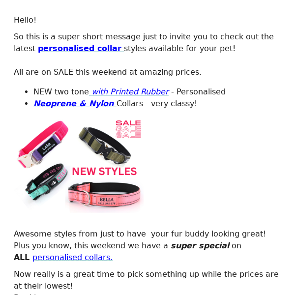 Fantastic Personalised Collars Sale