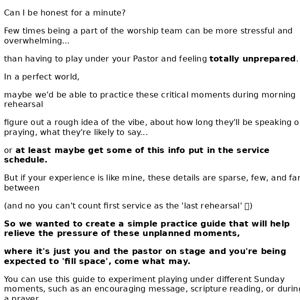 Worship Piano - Play Under Pastor