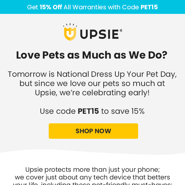 15% off all Upsie warranties