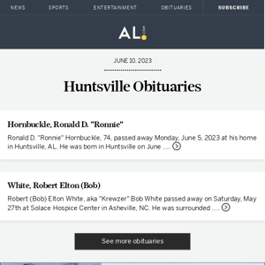 Huntsville obituaries for June 10, 2023
