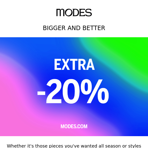 Still on and even better: enjoy extra 20% off!