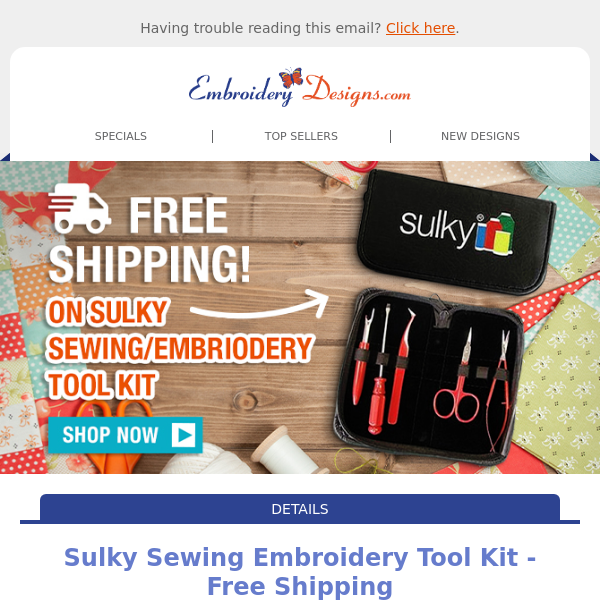 Sulky Sewing Embroidery Tool Kit - Free Shipping