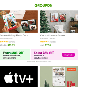 Custom Holiday Photo Cards | Custom Premium Canvas | Two-Month Apple TV+ Subscription