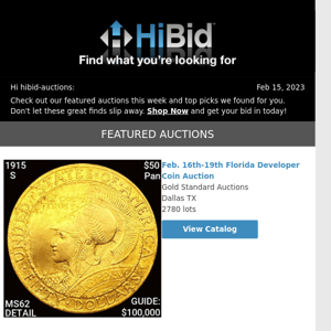 Wednesday's Great Deals From HiBid Auctions - February 15, 2023