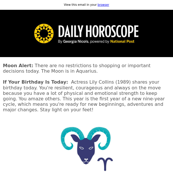 Your horoscope for March 18
