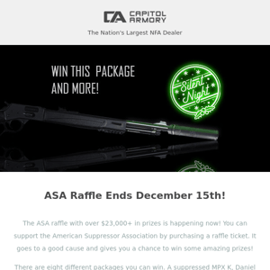 ASA’s Raffle – A Chance to Win Almost $17k in Prizes!