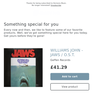 LIMITED! JOHN WILLIAMS - JAWS / O.S.T.