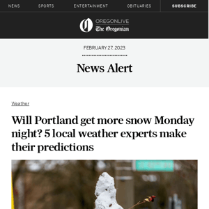 Will Portland get more snow Monday night? 5 local weather experts make their predictions