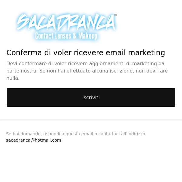 Conferma di voler ricevere email marketing