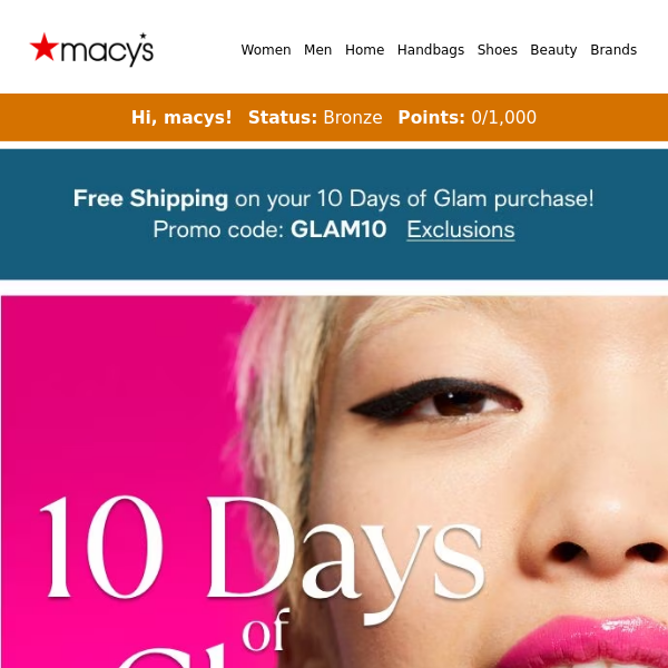 Starting now! 50% off daily beauty deals during 10 Days of Glam