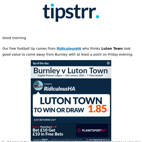 Free football tip to kick off the weekend