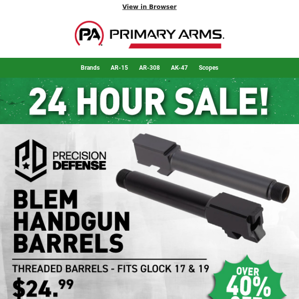 24Hr Only ☘️ Blem Handgun Barrels OVER 40% Off!