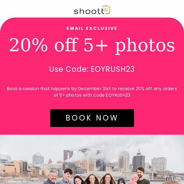 LAST WEEKEND! 🥳 FREE photo session + 20% off!