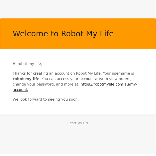 Your Robot My Life account has been created!