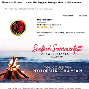 Don’t miss your chance to win Red Lobster for a year